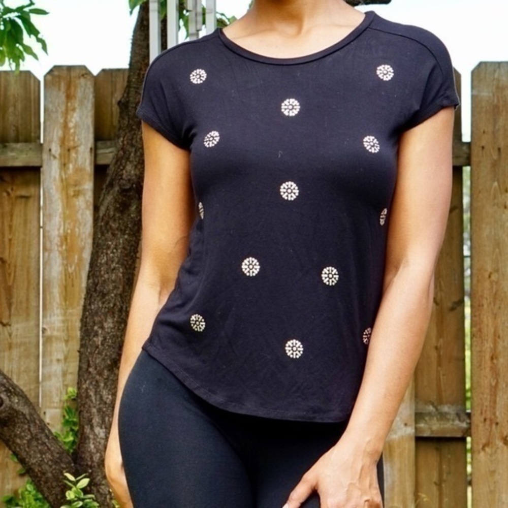 ELLA‎ MOSS Silver Studded Capped Sleeve Blouse